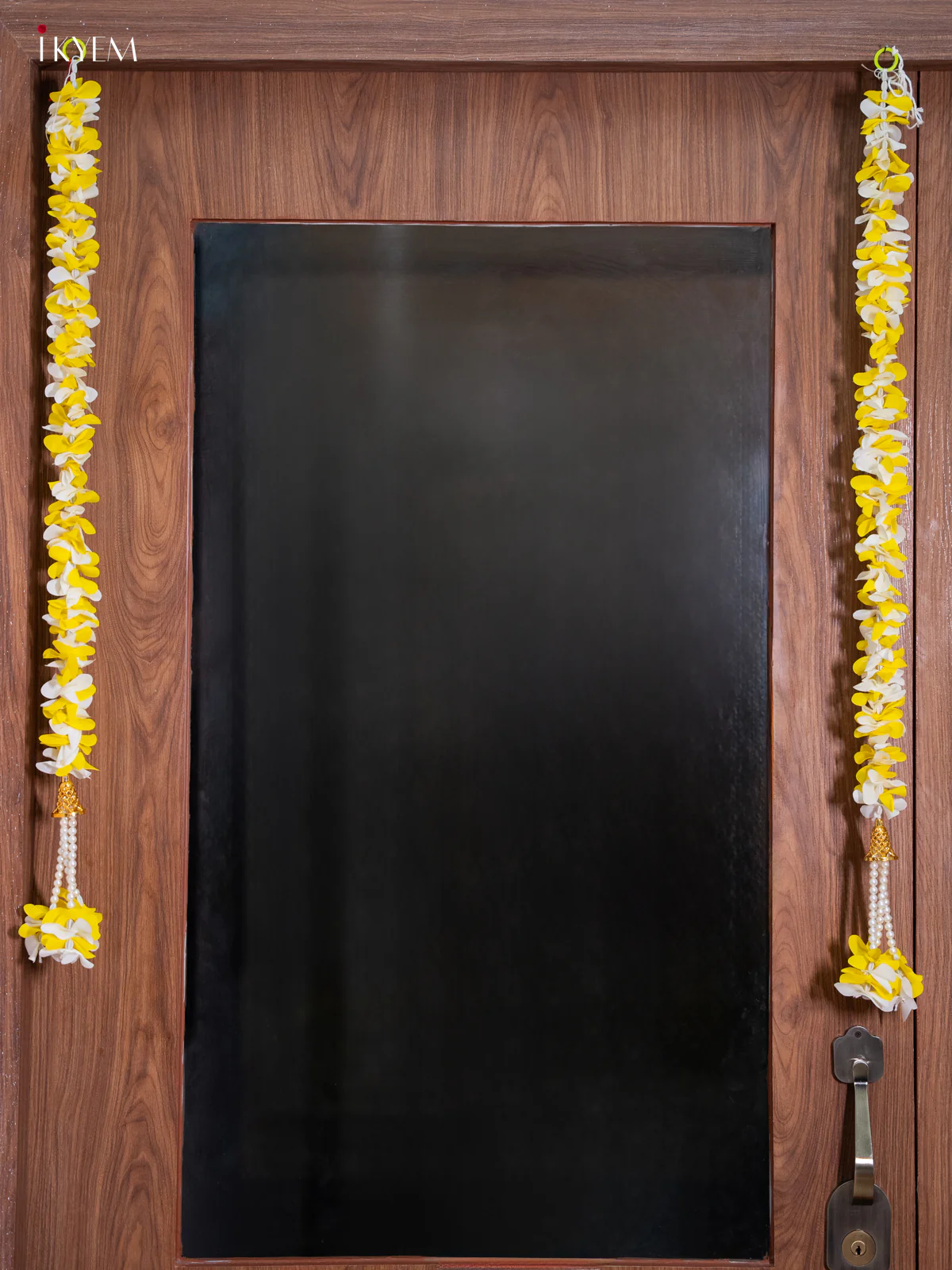 Artificial Hanging Thoranam - Yellow with white - KD30122 - Image 2