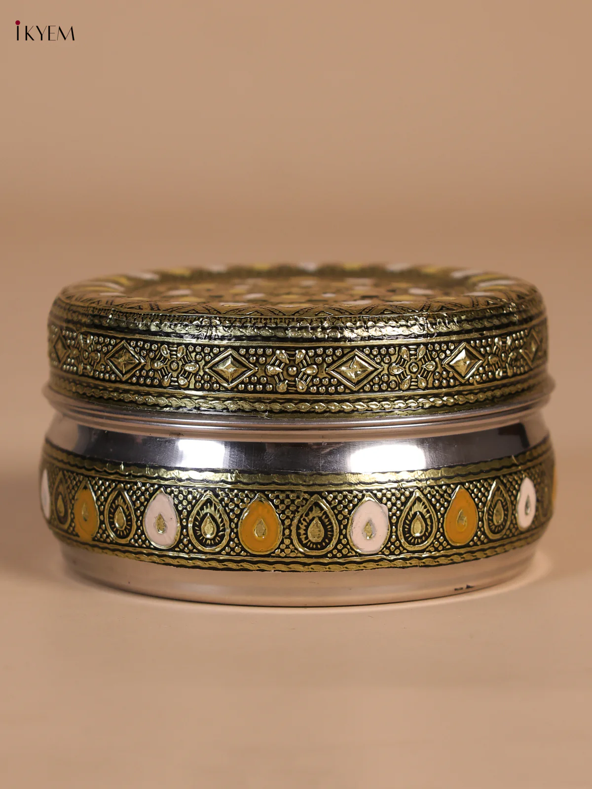 Floral Design Oxidised Dabba - (4x4) Inch - KD30125 - Image 3
