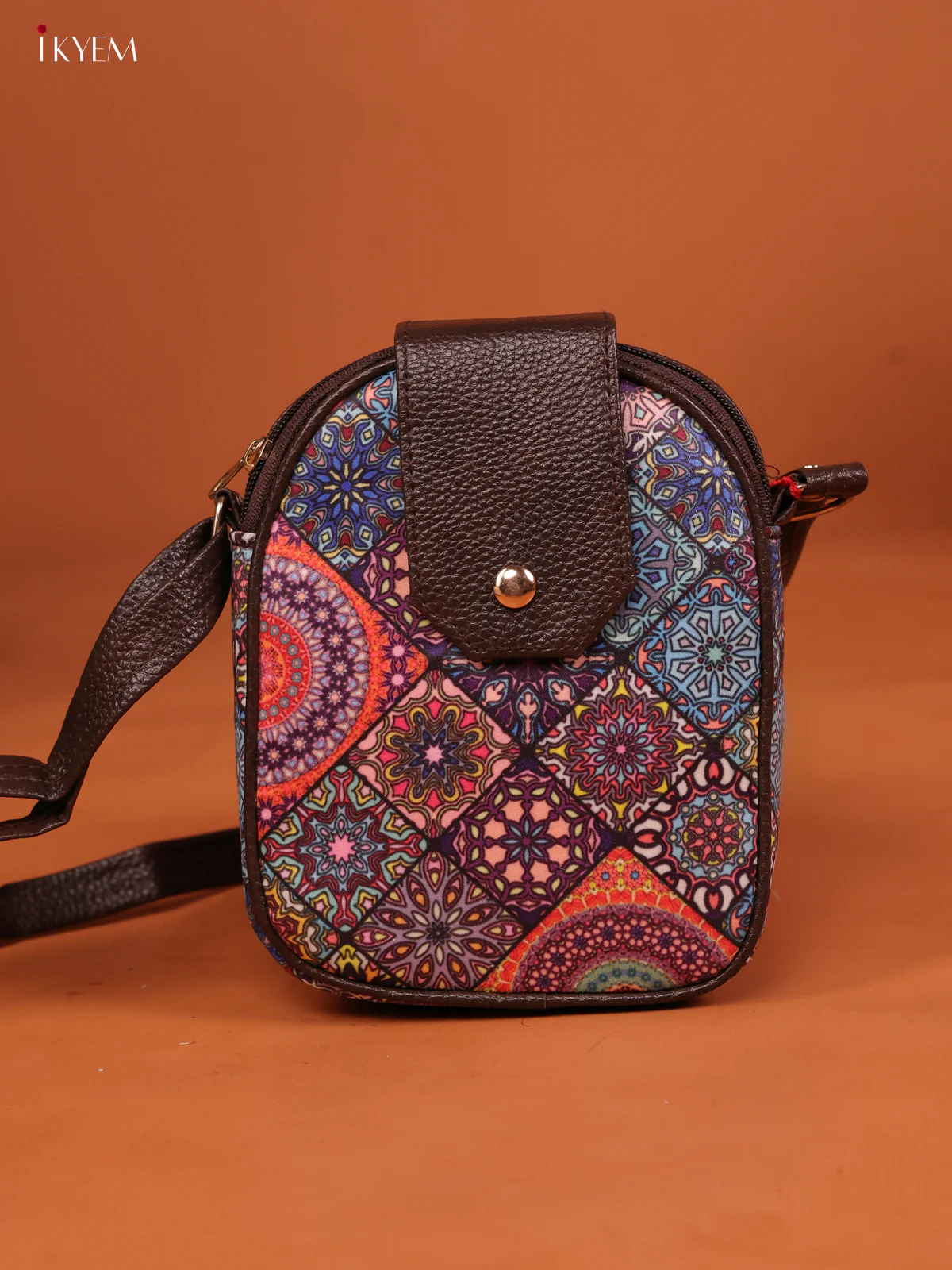 Mandala Print Sling Bag with 3 Compartments - Multicolour - KE10141