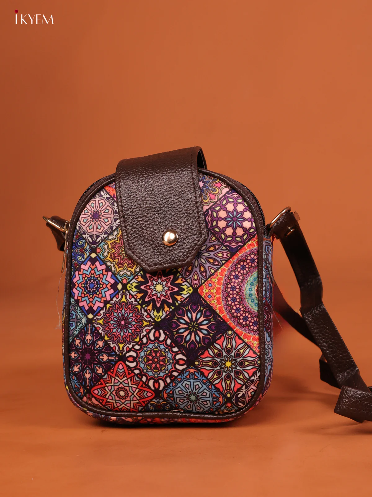 Mandala Print Sling Bag with 3 Compartments - Multicolour - KE10141 - Image 4
