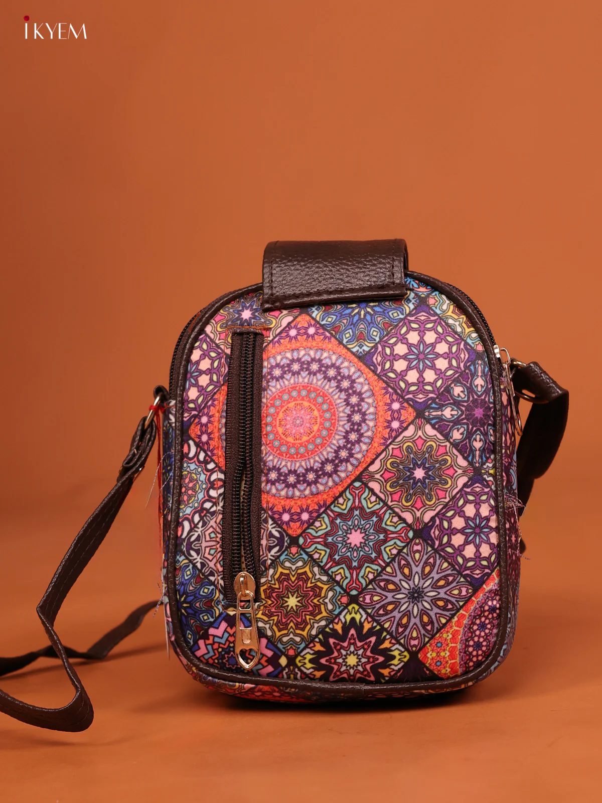 Mandala Print Sling Bag with 3 Compartments - Multicolour - KE10141 - Image 5