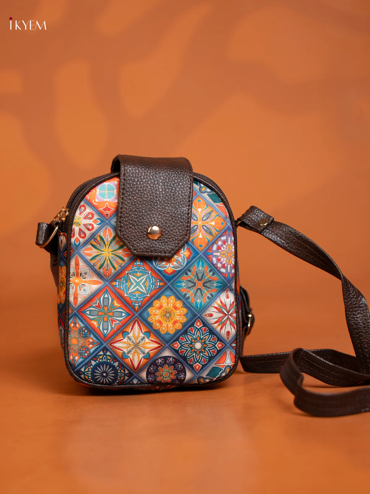 Mandala Print Sling Bag with 3 Compartments - Multicolour - KE10143