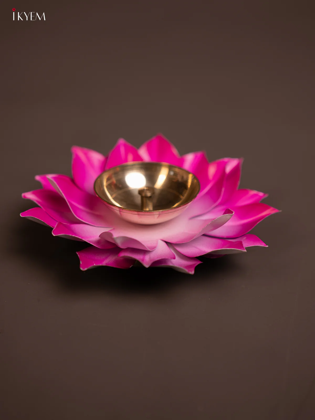 Brass Lotus Diya - 6 inch Pink - KE10166 - Image 3