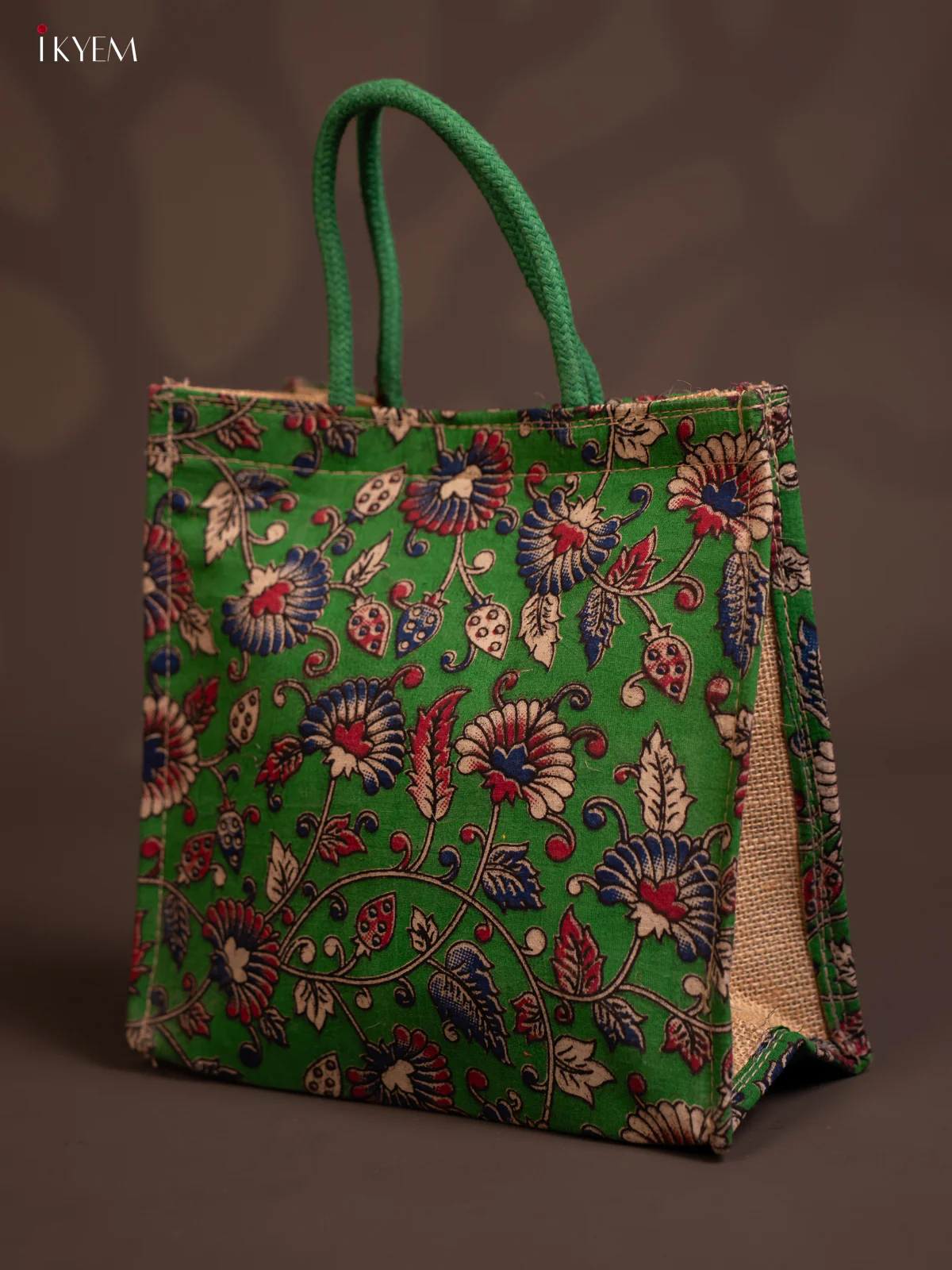 Jute full Kalamkari bag - Green - KE14134 - Image 2