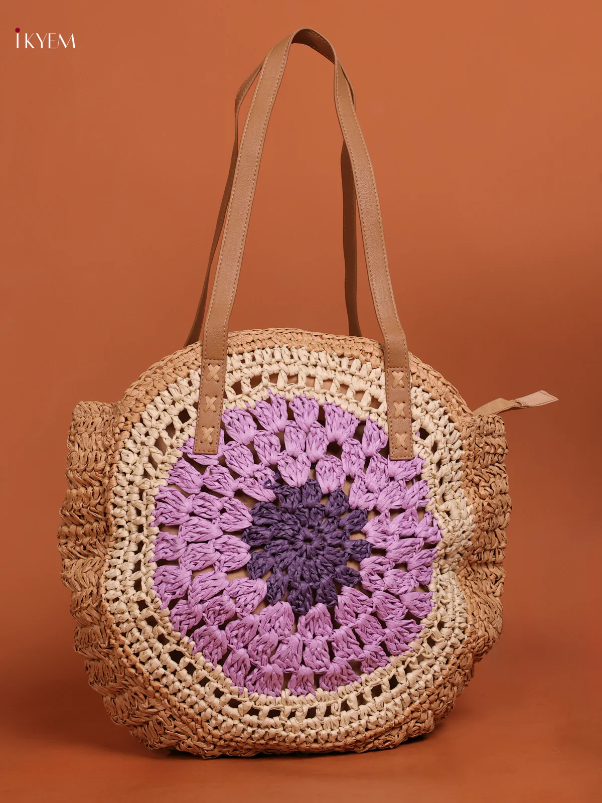 Round Beach Shoulder Bag with zipper - KE16111