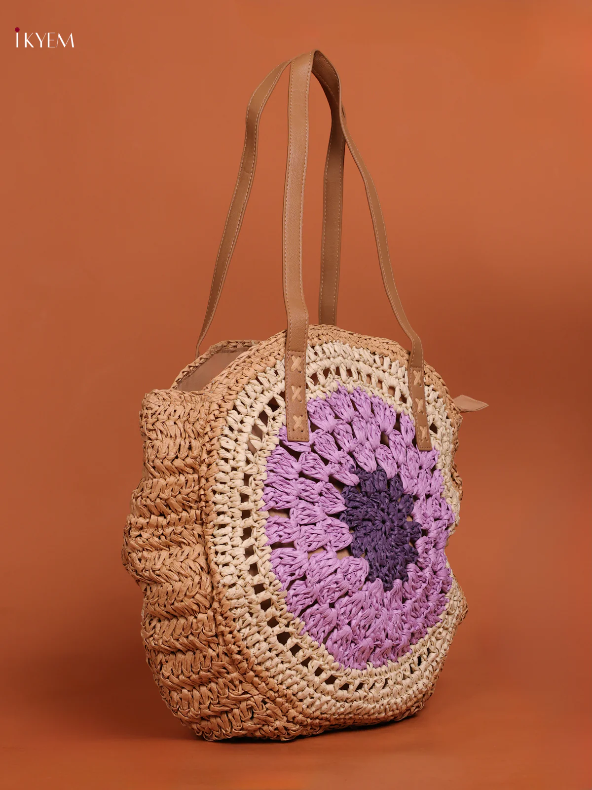 Round Beach Shoulder Bag with zipper - KE16111 - Image 2