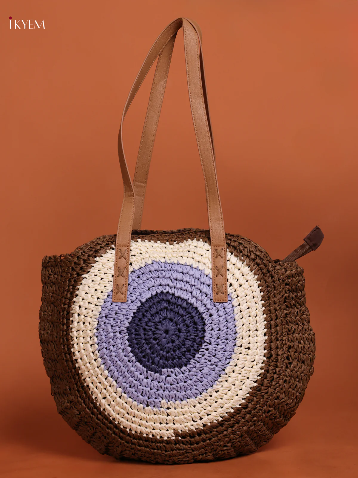 Round Beach Shoulder Bag with zipper