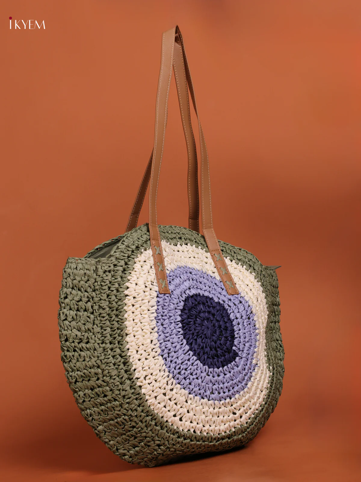 Round Beach Shoulder Bag with zipper - KE16119 - Image 2