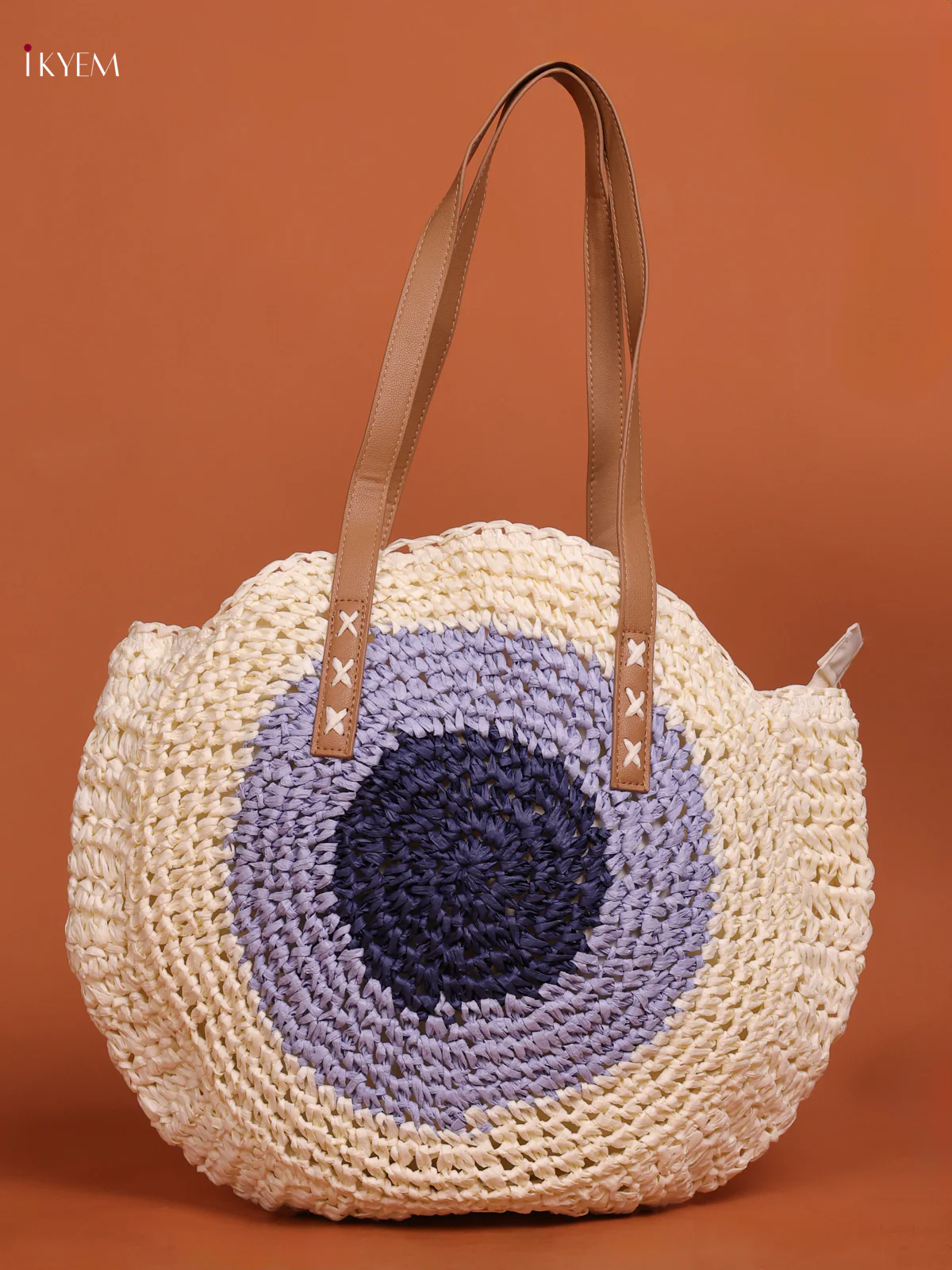 Round Beach Shoulder Bag with zipper
