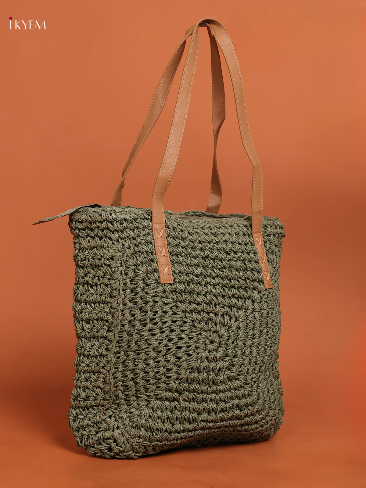 Beach Shoulder Bag with zipper - green - Image 2