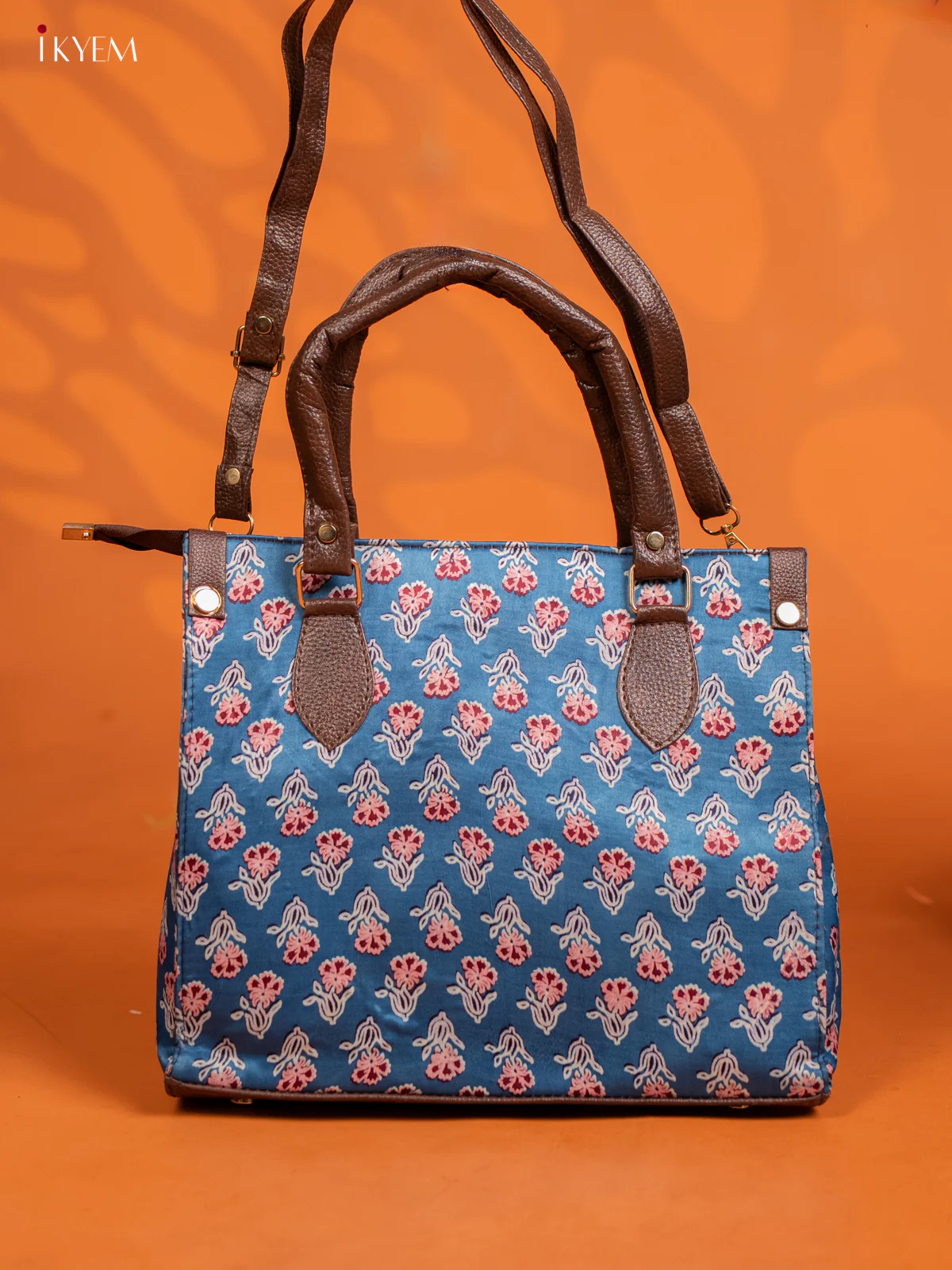 Ajrakh Printed Handbag with Small Pouch - Blue - KE16145 - Image 2