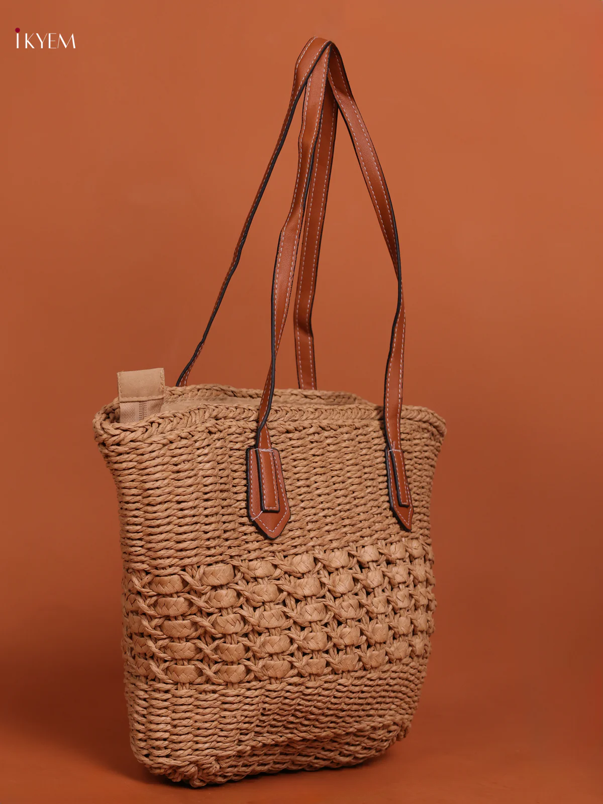Woven Pattern Shoulder Bag Brown - Image 2