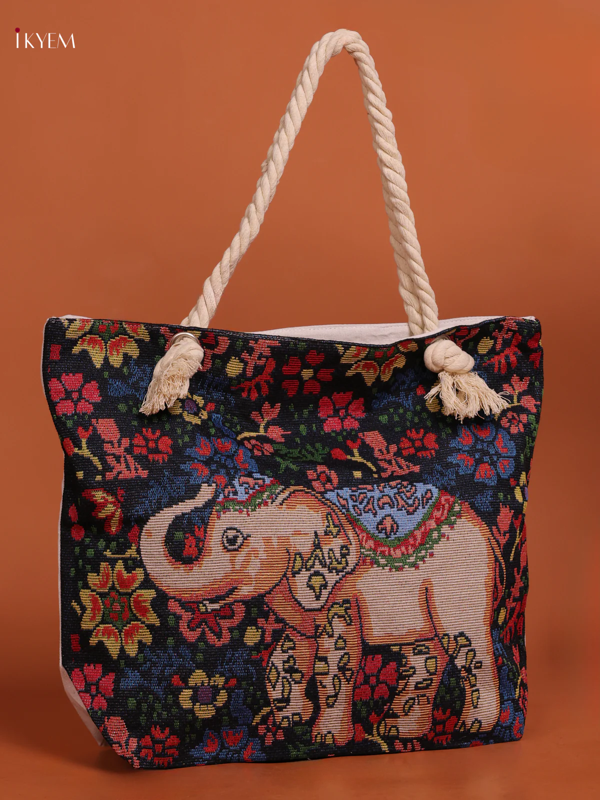 Rajasthani Pattern Hand Bag And Pouch Black