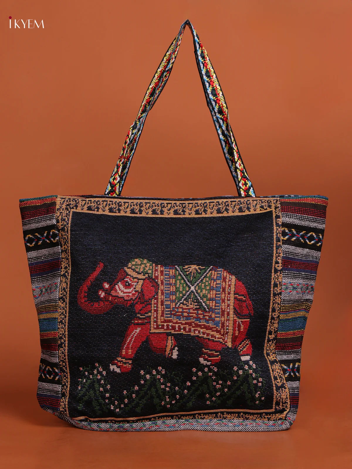 Elephant Tote Bag with 1 Compartment - Navy blue with Red - KE16207