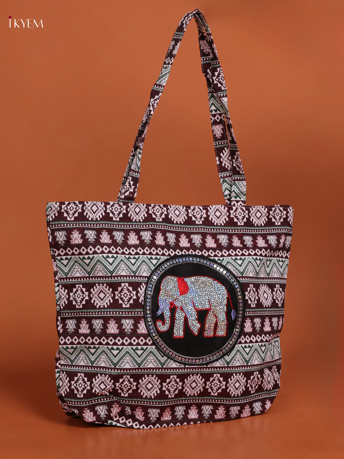 Elephant Hand Bag Marron With Green - Image 2