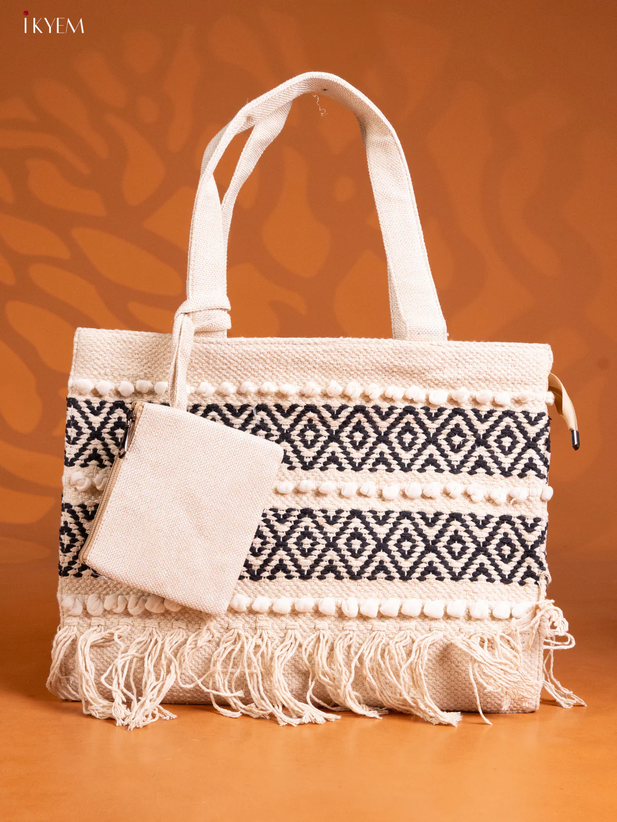 Boho Pattern Tote Bag - White - KE16233