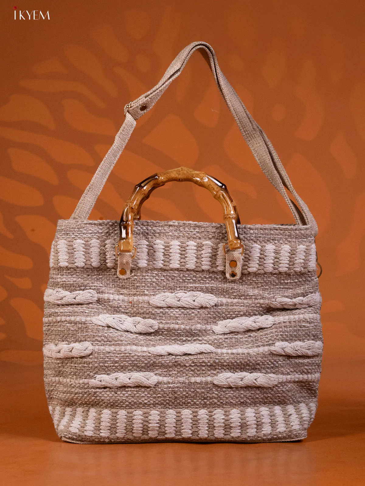 Jacquard woven rugs Shoudler Bag -  Grey - KE16251