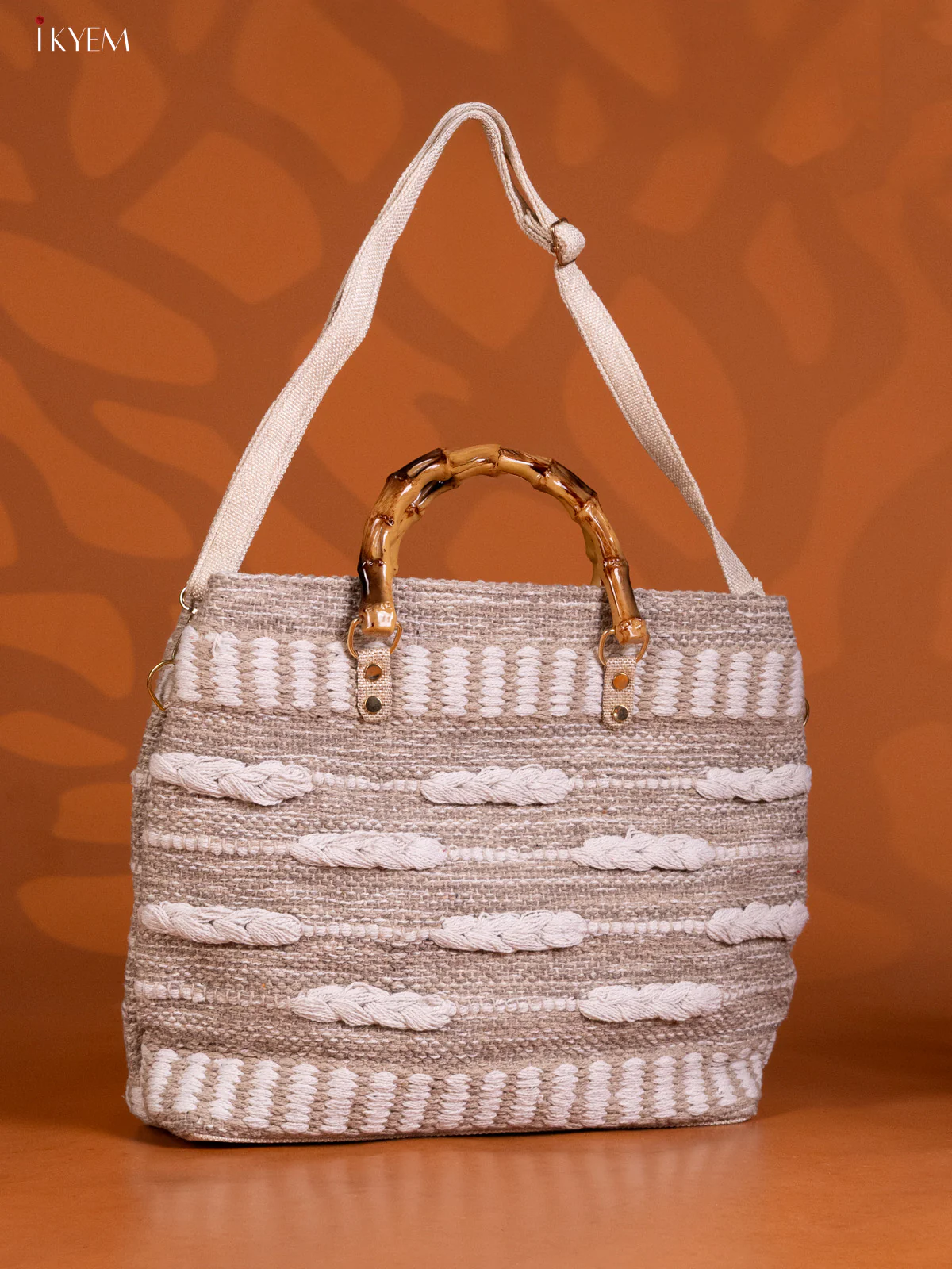 Jacquard woven rugs Shoudler Bag -  Grey - KE16251 - Image 4