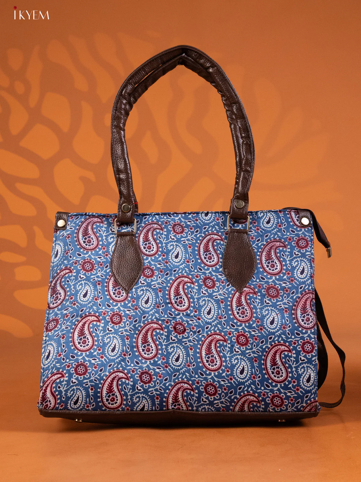 Pasiley Print Handbag and leather Sling Bag with 1 Compartments - Blue - KE16282