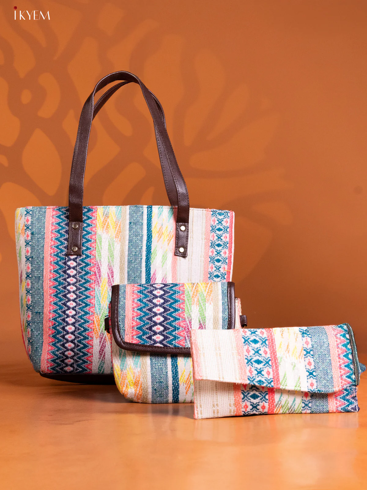 Ikat Design Handbag Combo Set - Multicolour - KE16292