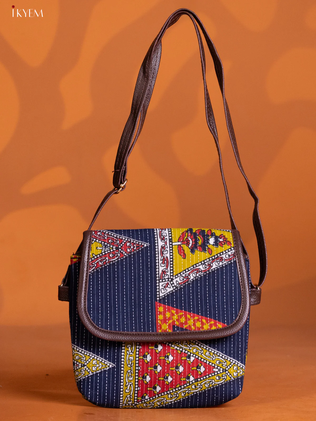 Ikat Design Handbag Combo Set - Navy blue - KE16314 - Image 4