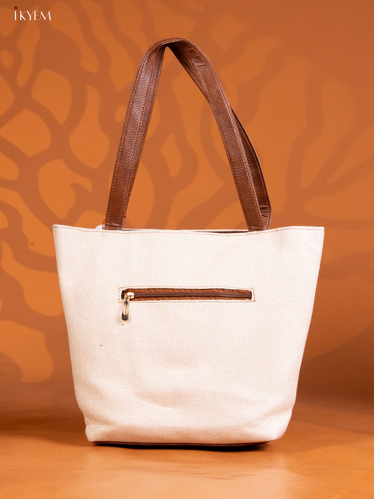 Jacquard Stripe Design Handbag 3 compartments - Cream - KE16319 - Image 2