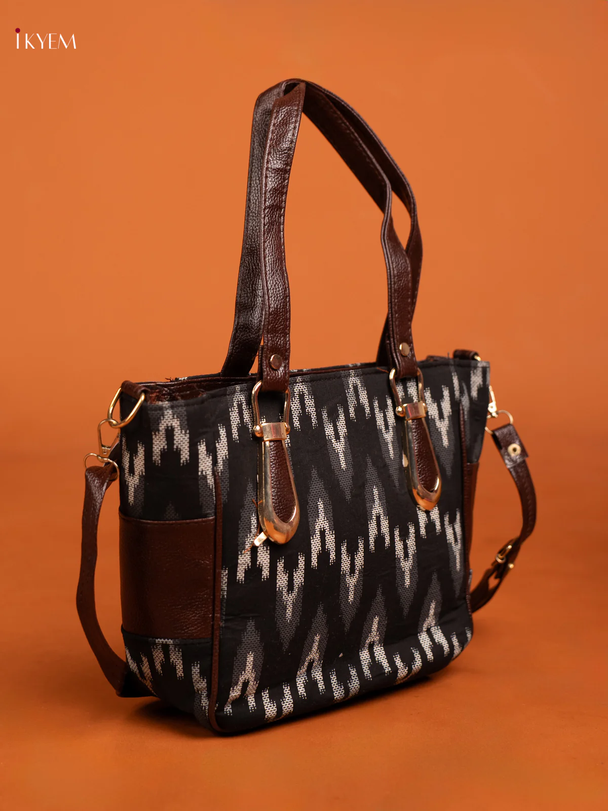 Ikkat Design Hand Bag Combo Set Black - Image 2