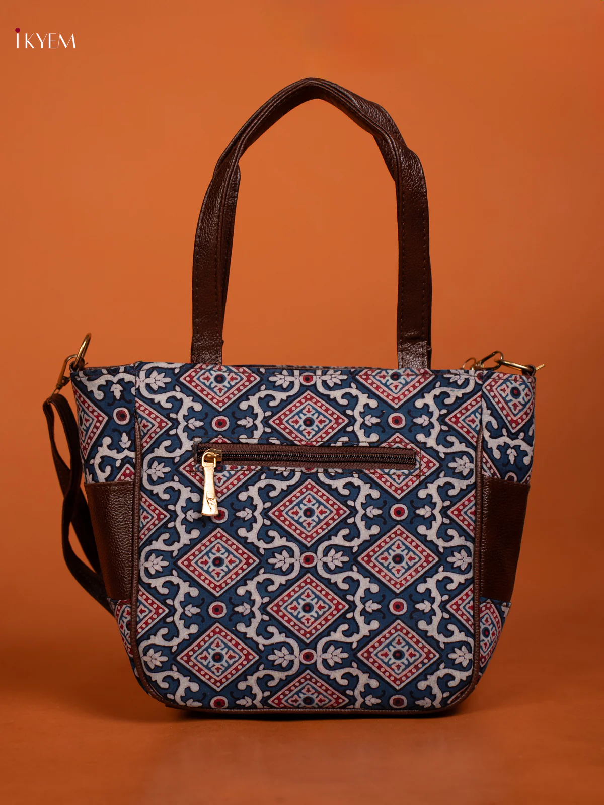Cotton Ikat Design Handbag Combo Set - Navy Blue - KE16333 - Image 3