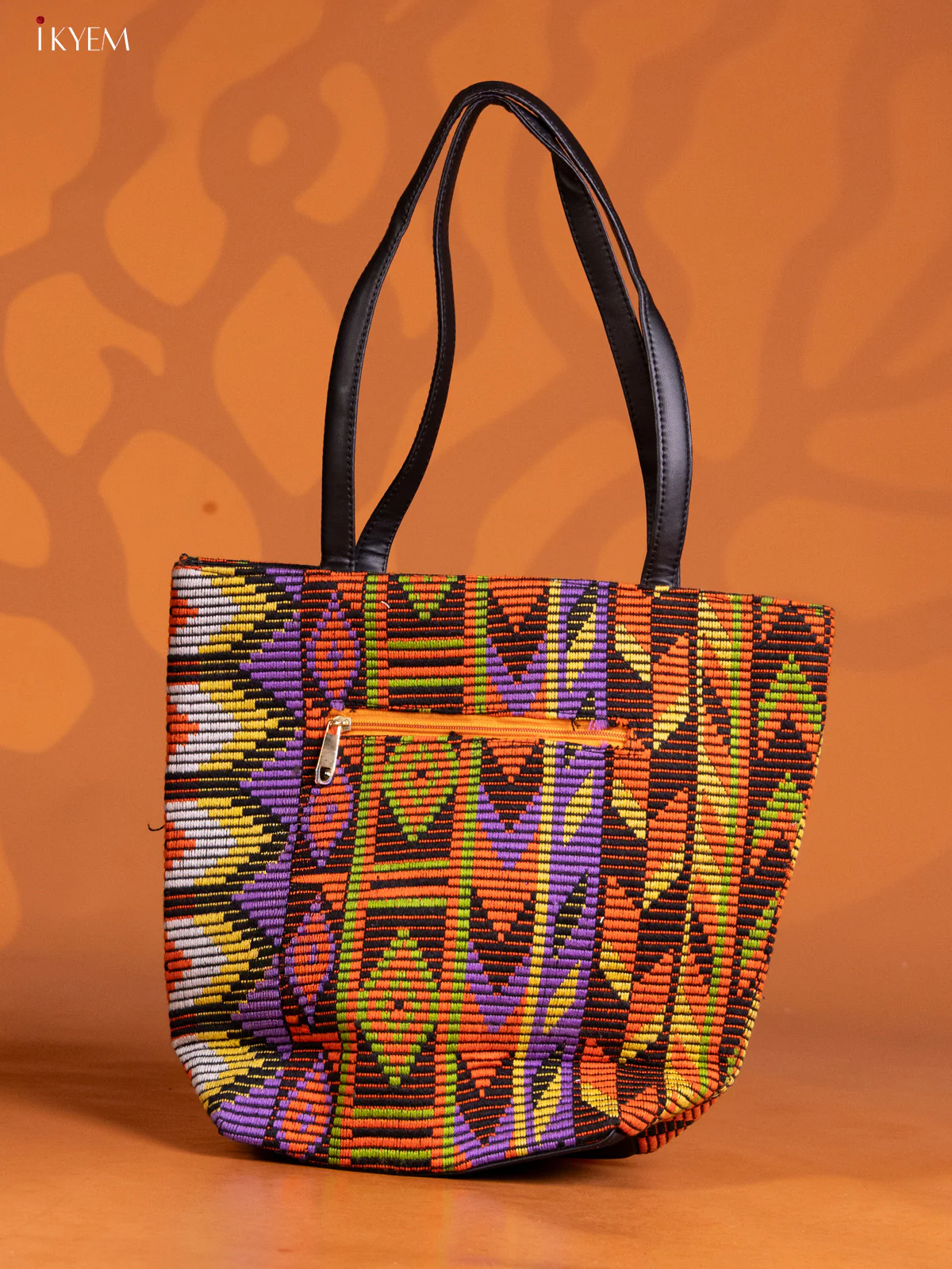 Jute Floral Design Handbag with Coin pouch - Blue - KE16345 - Image 2
