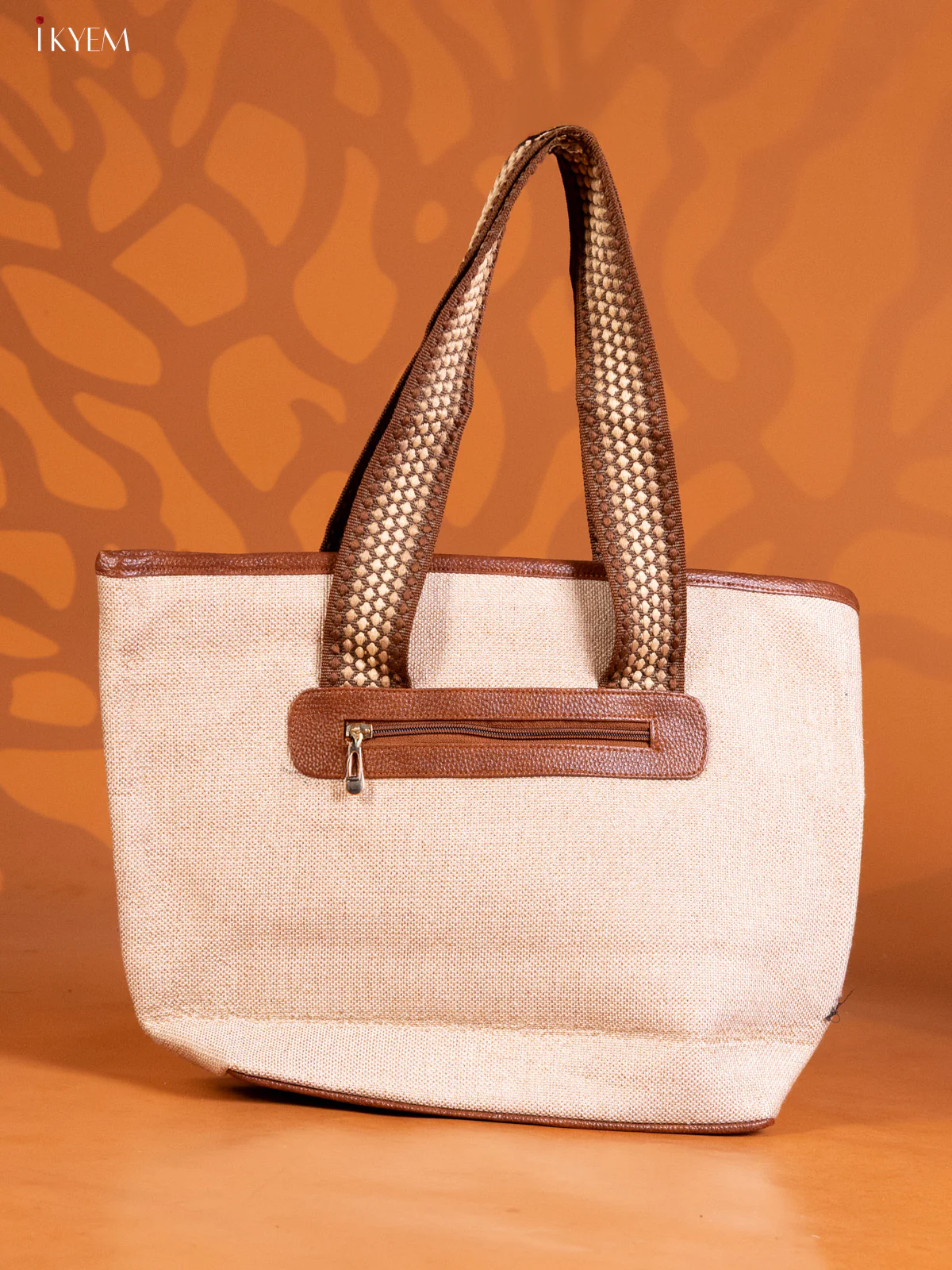 Stylish Jute Shoulder Bag - Cream - KE16350 - Image 2