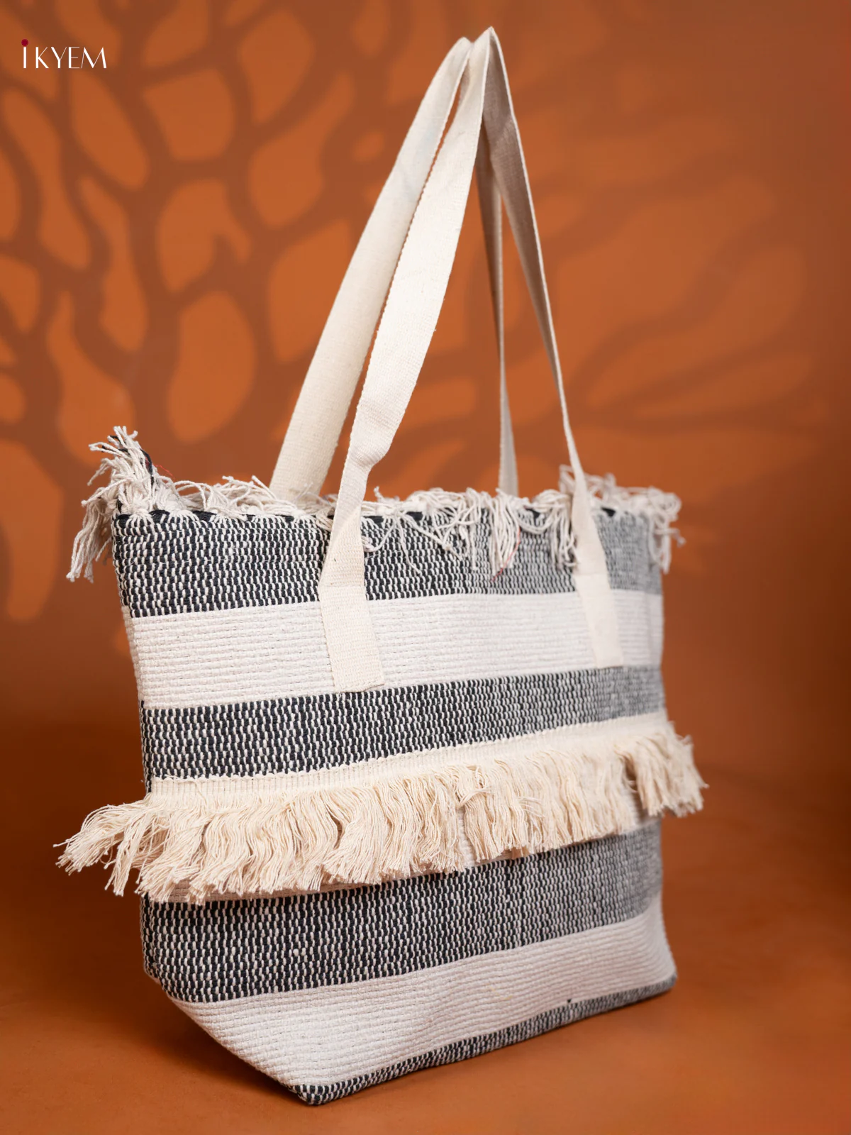 Cotton Tote Bag with 1 Compartments - Black and white - KE16361 - Image 2