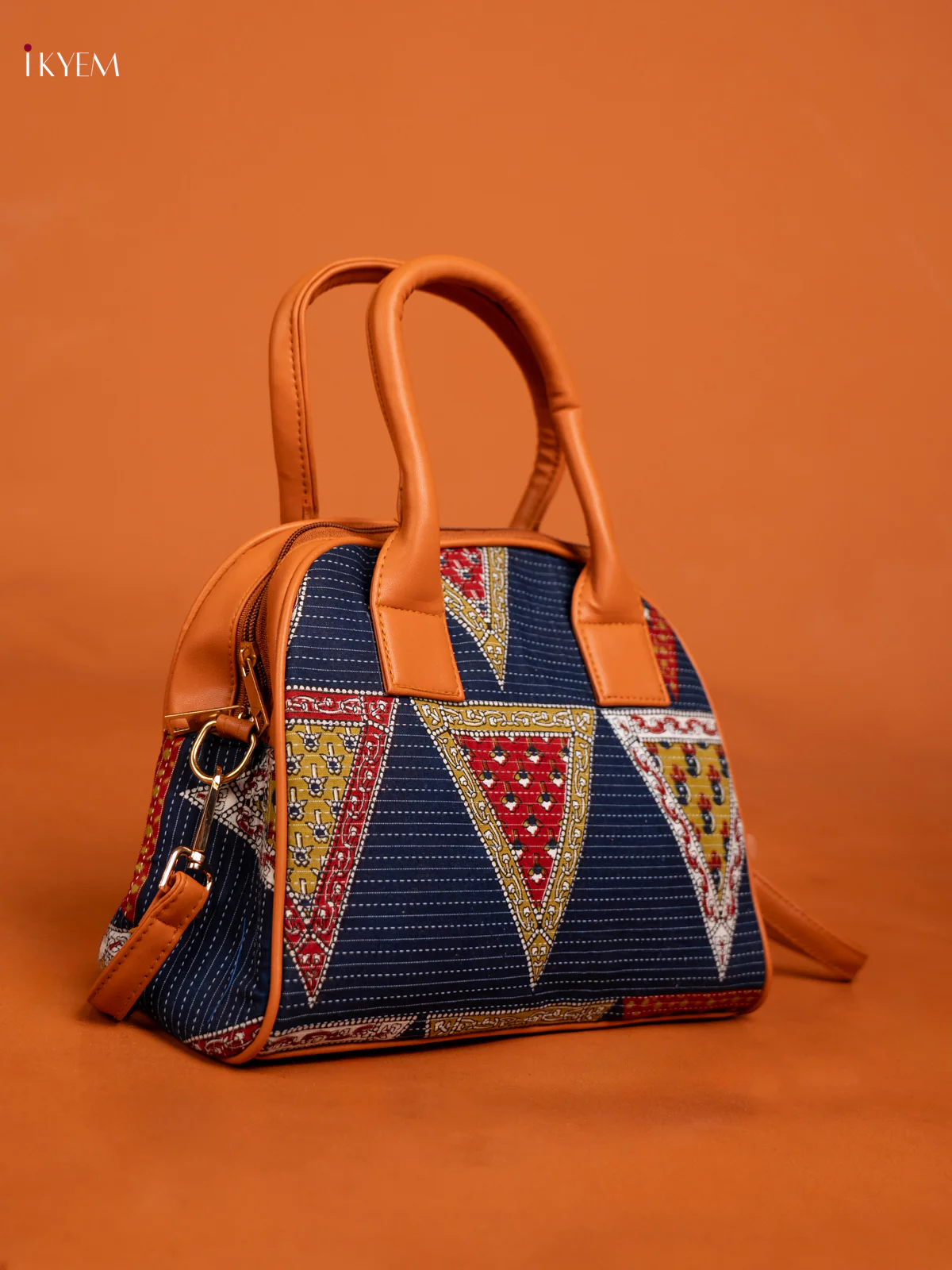 Ajrakh print sling bag with pouch - multi color - Image 2