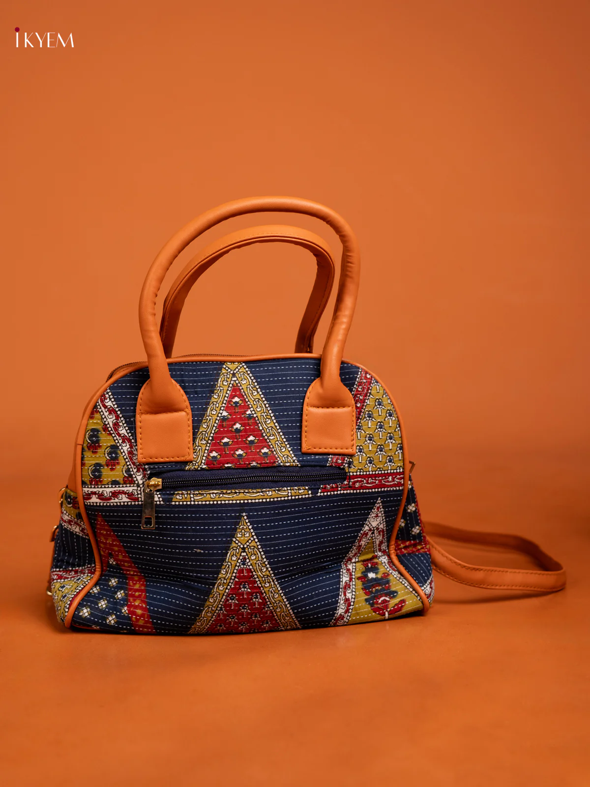 Ajrakh print sling bag with pouch - multi color - Image 3