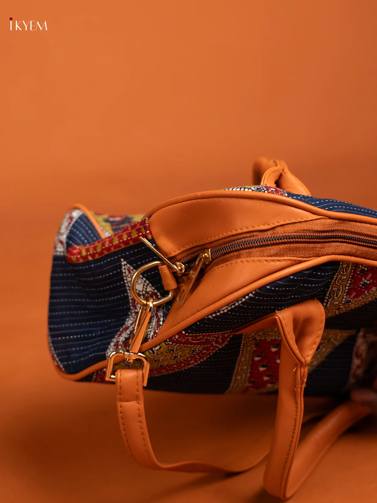 Ajrakh print sling bag with pouch - multi color - Image 4