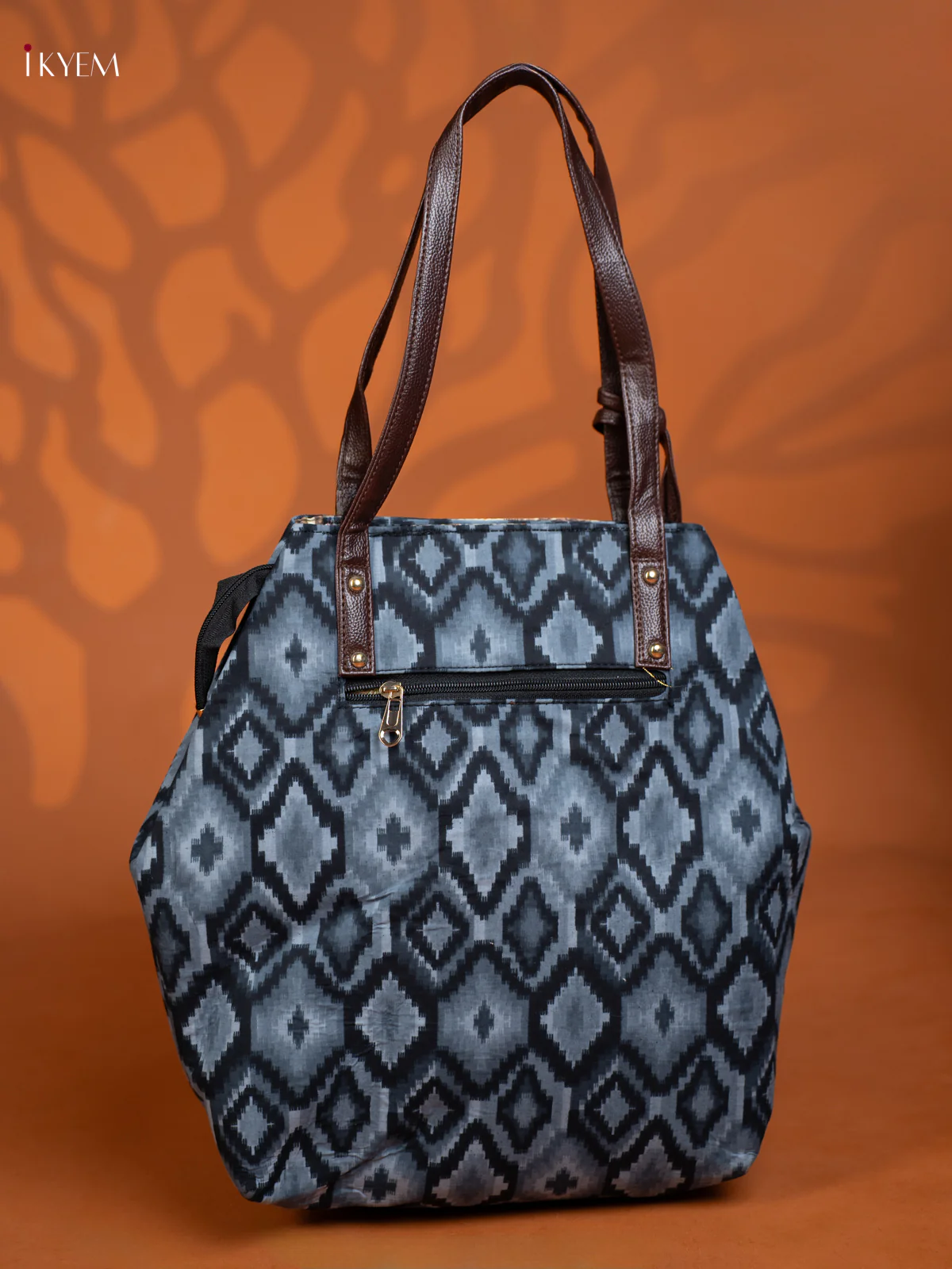 Ikat Design Shoulder Bag with Small Pouch - Navy Blue - KE16385 - Image 2