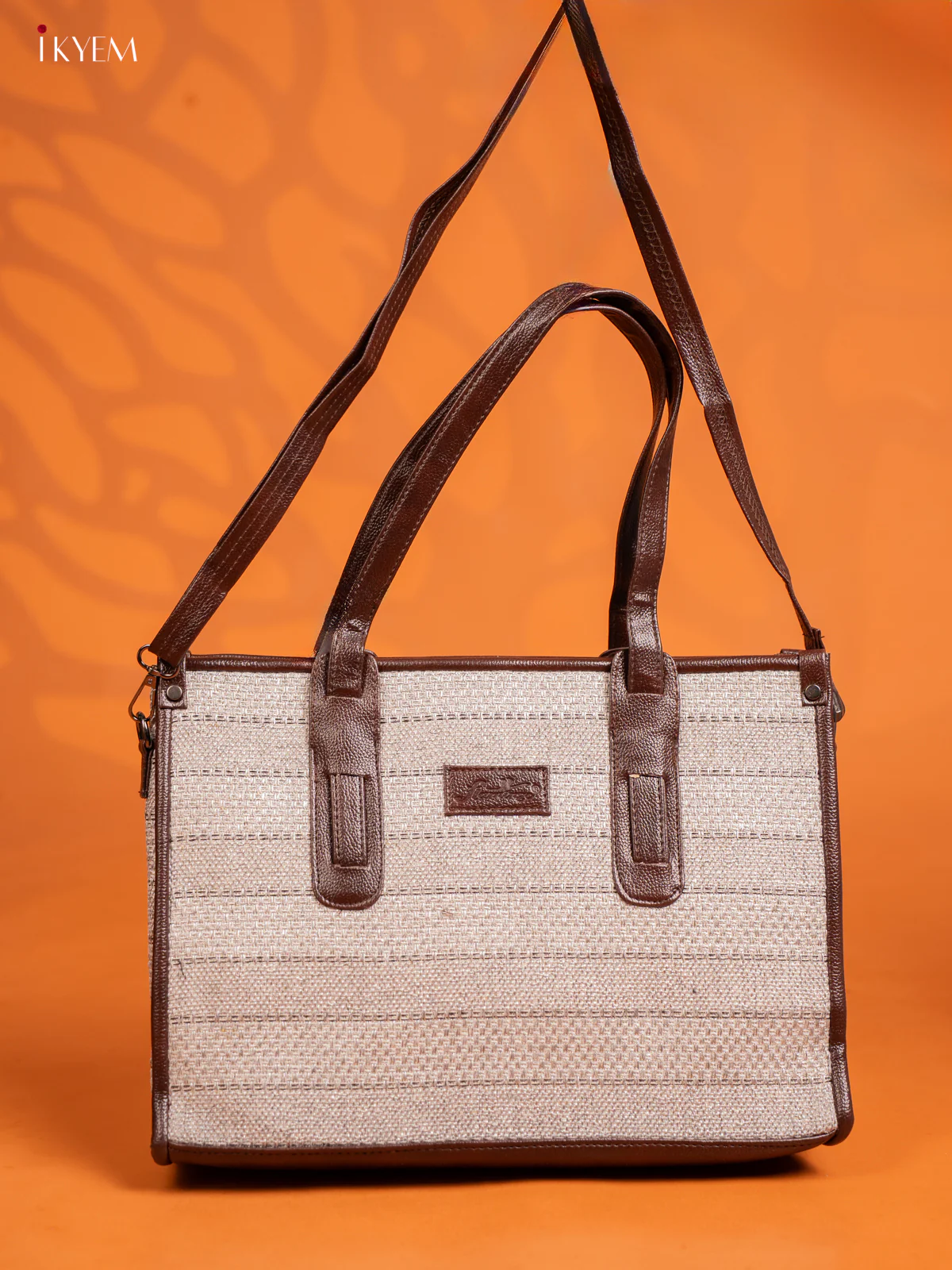 Jacquard Handbag Leather Sling with 1 Compartments - Grey - KE16401