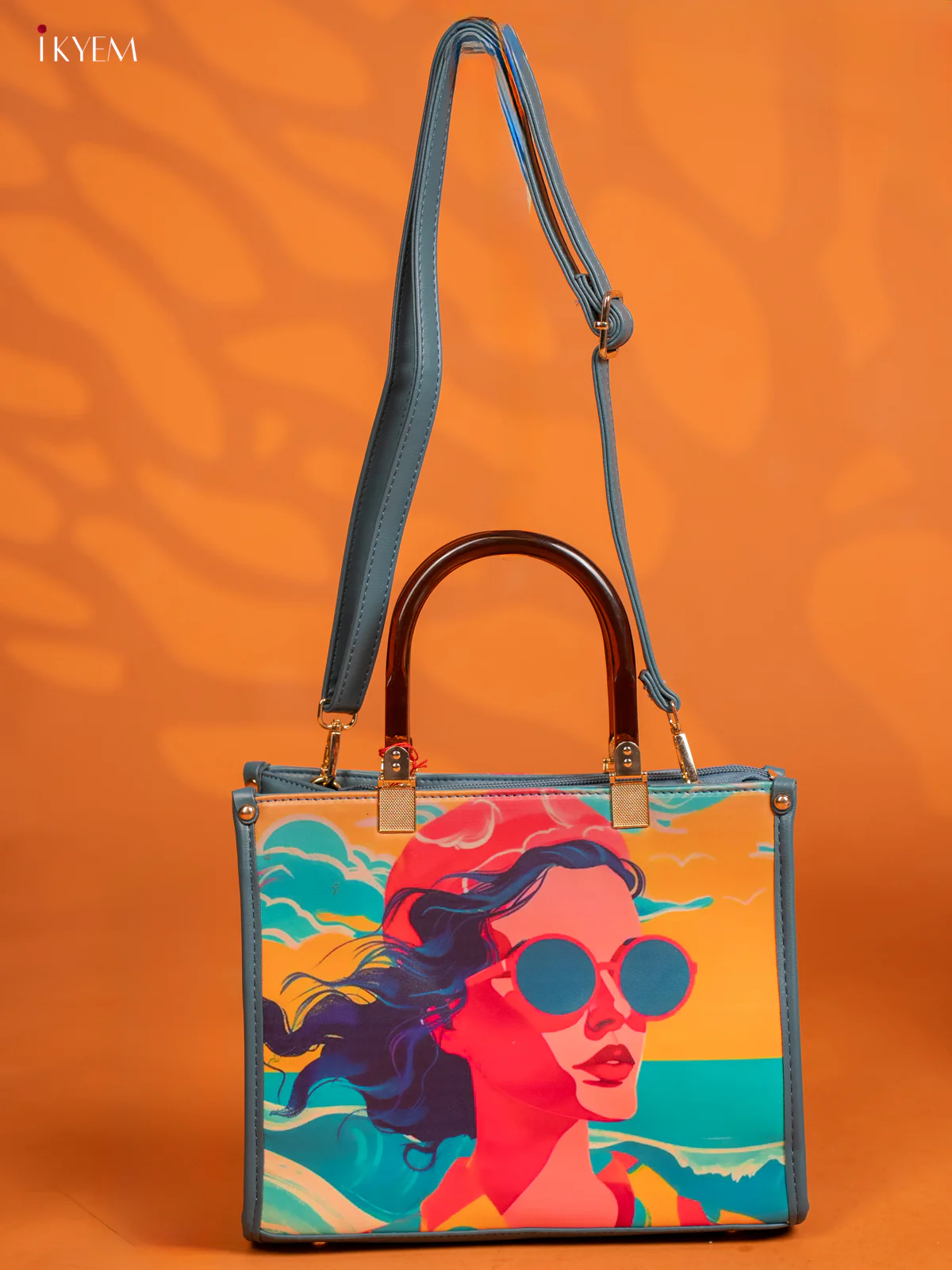 Printed Gurlz Tote bag & Leather Sling with 1 Compartments - Blue - KE16413 - Image 2