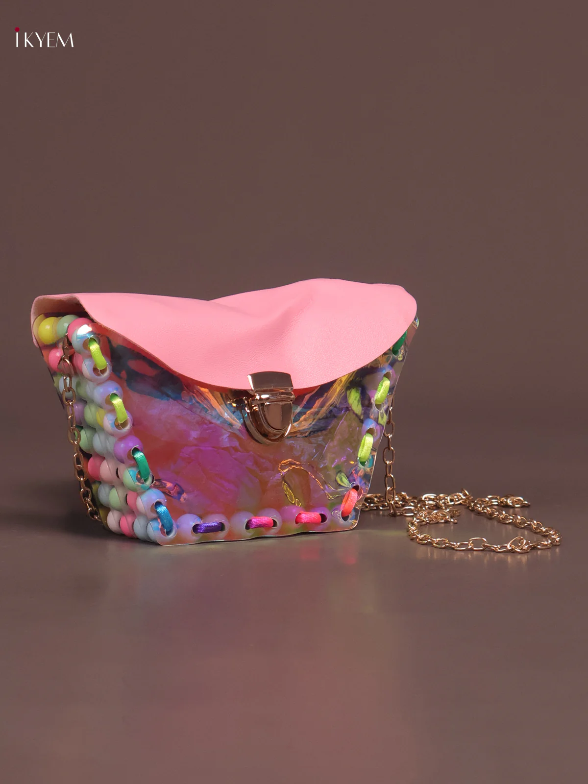Acrylic Clutches Rectangal Sling Bag Pink - Image 2