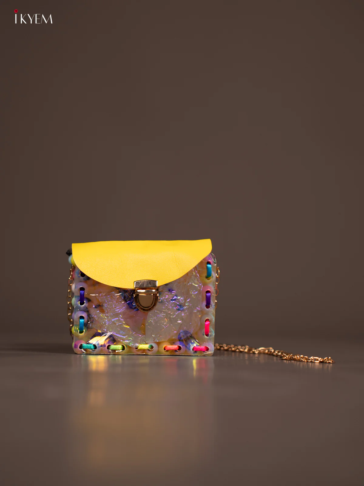 Acrylic Clutches  Square Sling Bag Yellow