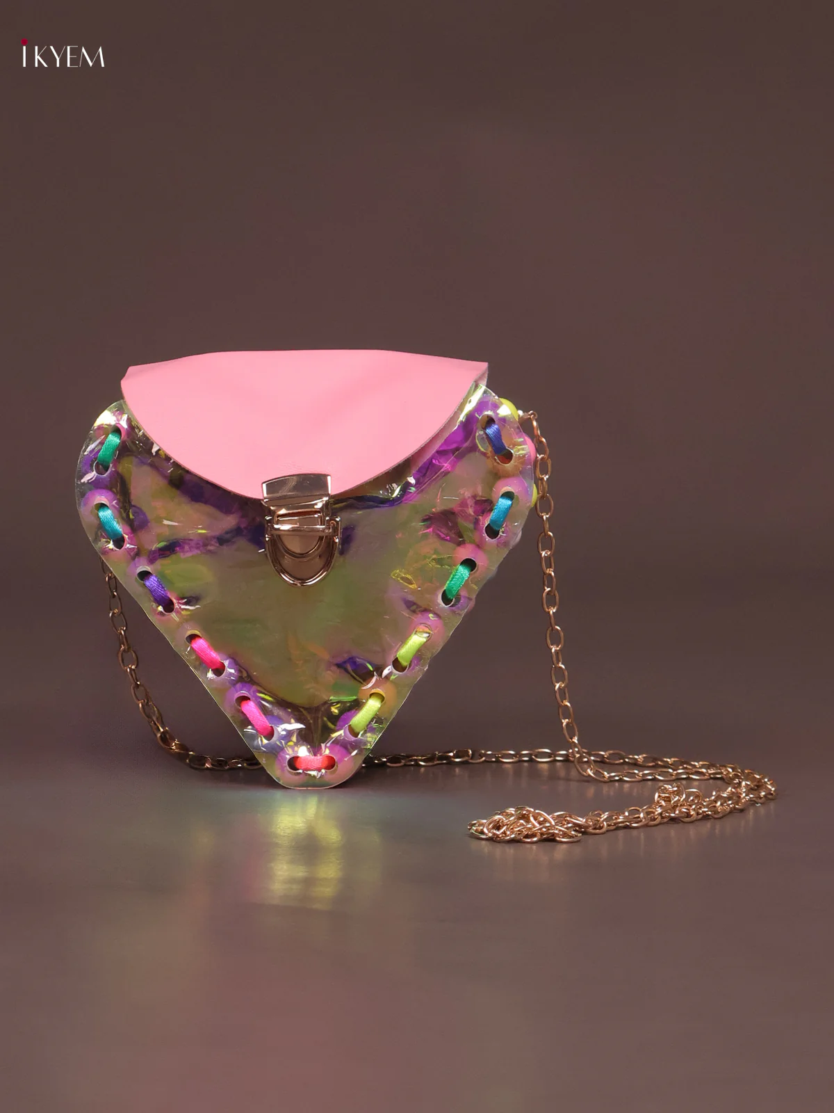 Acrylic Clutches  Heart Sling Bag Pink