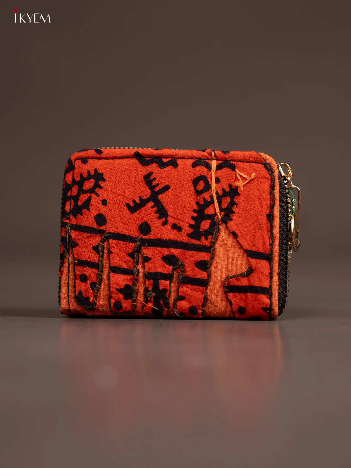 Embroidery Small Wallet - Orange with Black - KE21197
