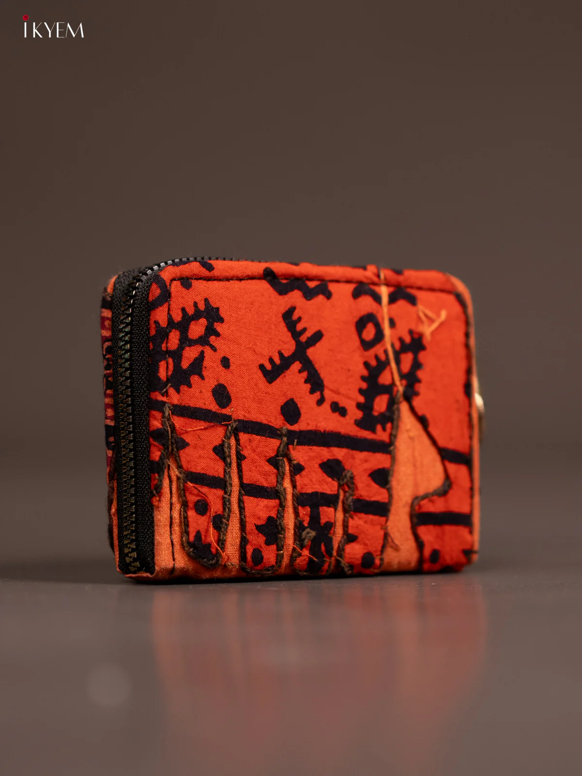 Embroidery Small Wallet - Orange with Black - KE21197 - Image 2