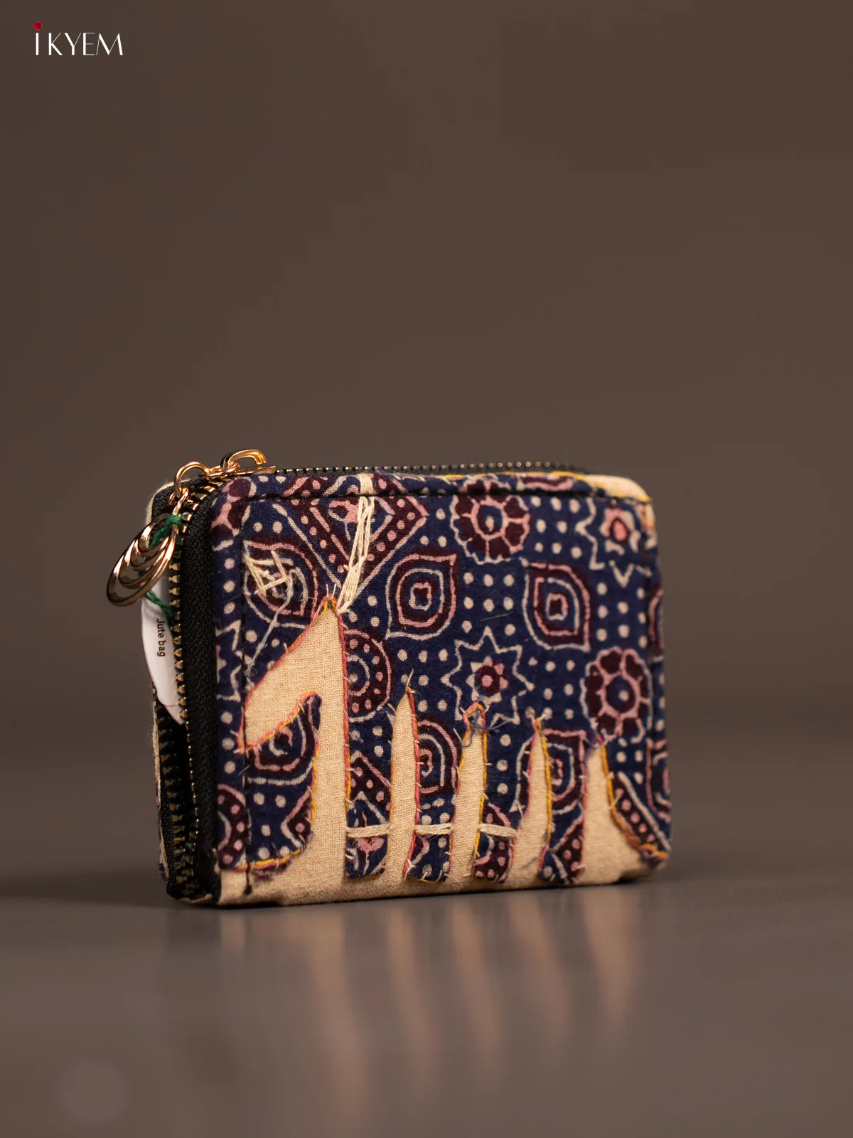 Embroidery Small Wallet - Cream with Navy Blue - KE21204 - Image 2