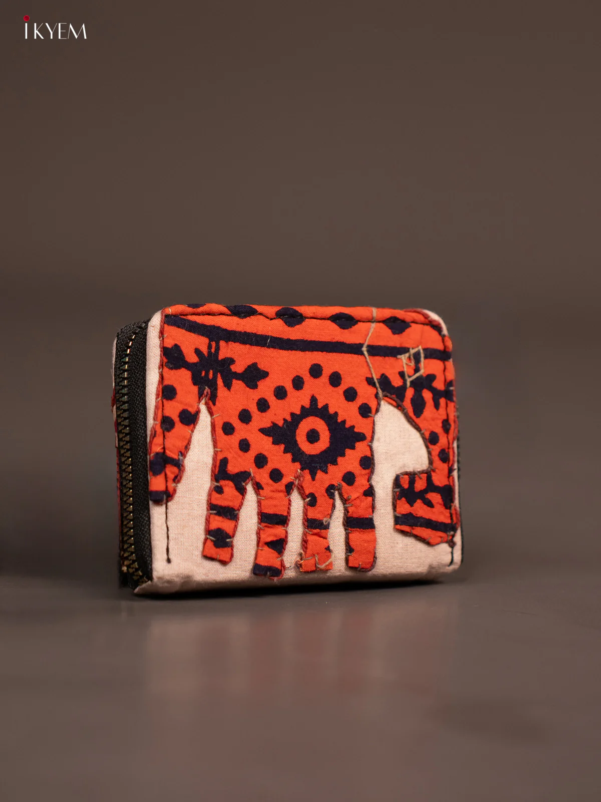 Embroidery Small Wallet - Cream with Orange - KE21208 - Image 3