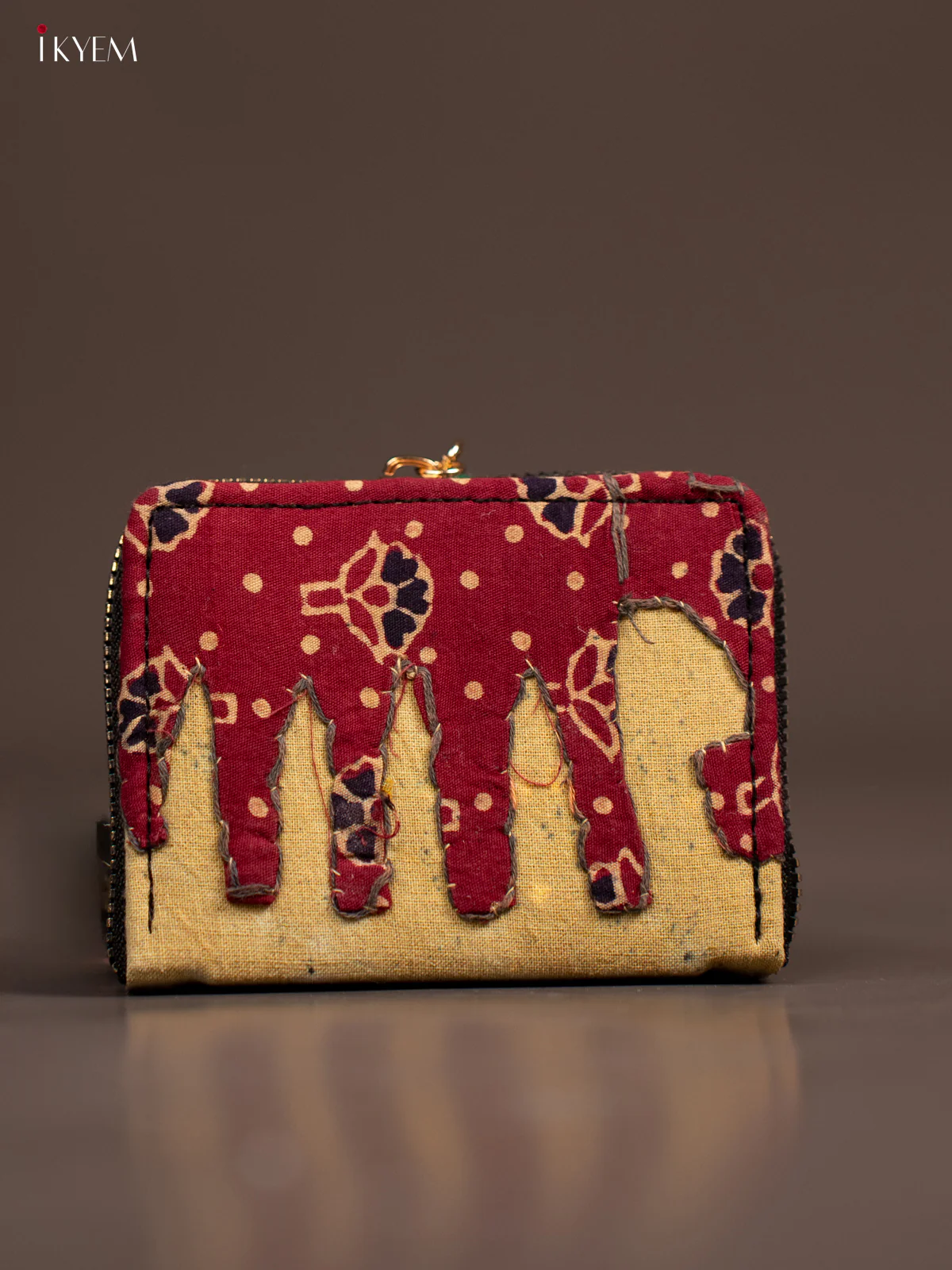 Embroidery Small Wallet - Sandal with Maroon - KE21215
