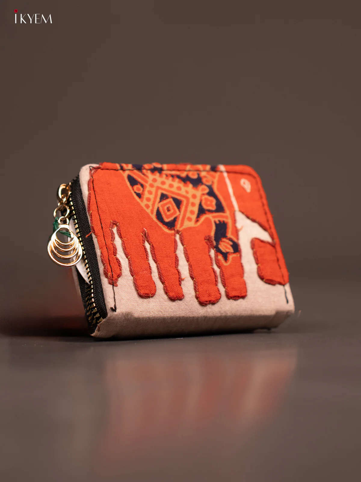 Embroidery Small Wallet - Cream with Orange - KE21222 - Image 2