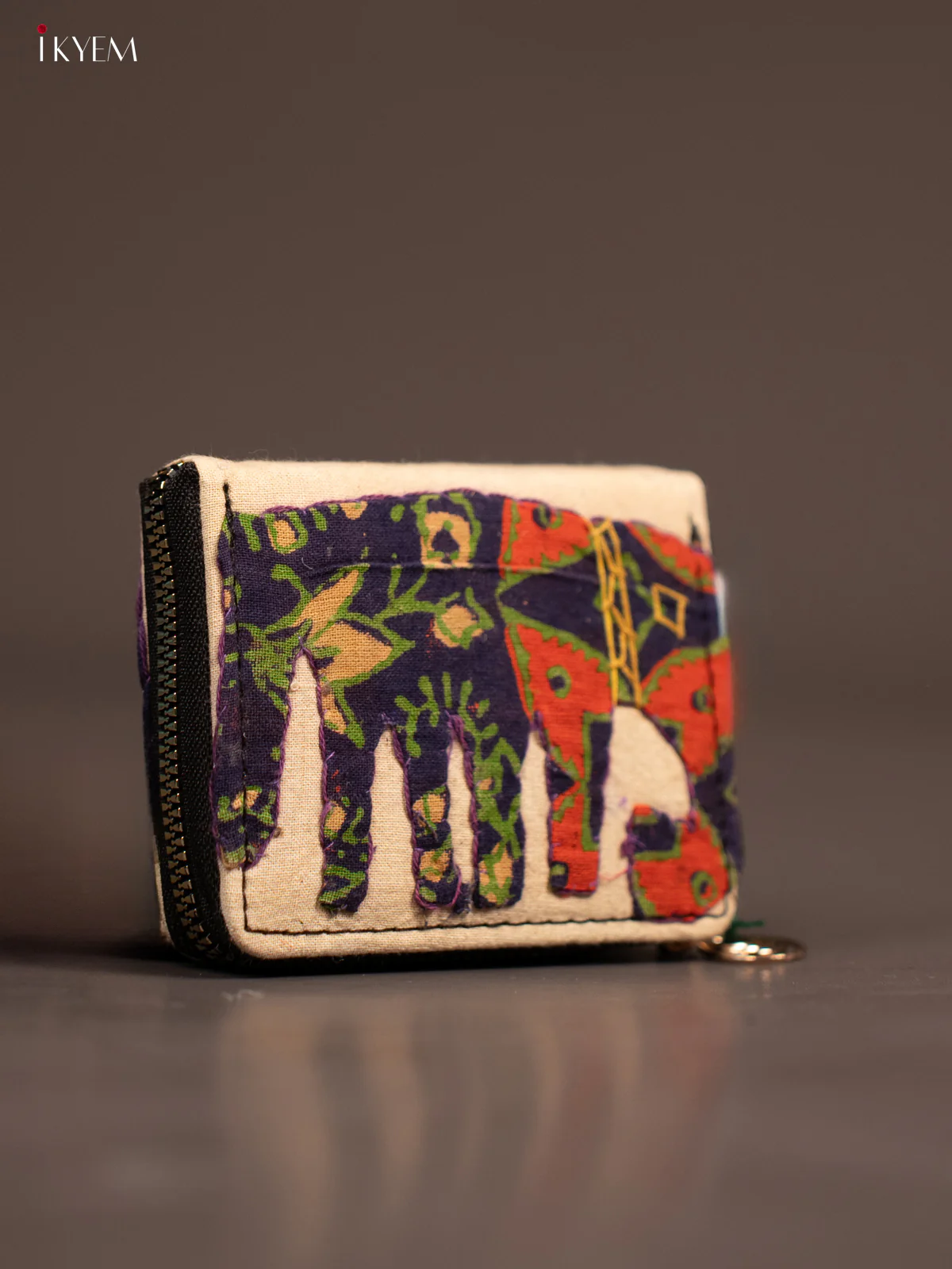 Embroidery Small Wallet - Cream with navy Blue - KE21229 - Image 2
