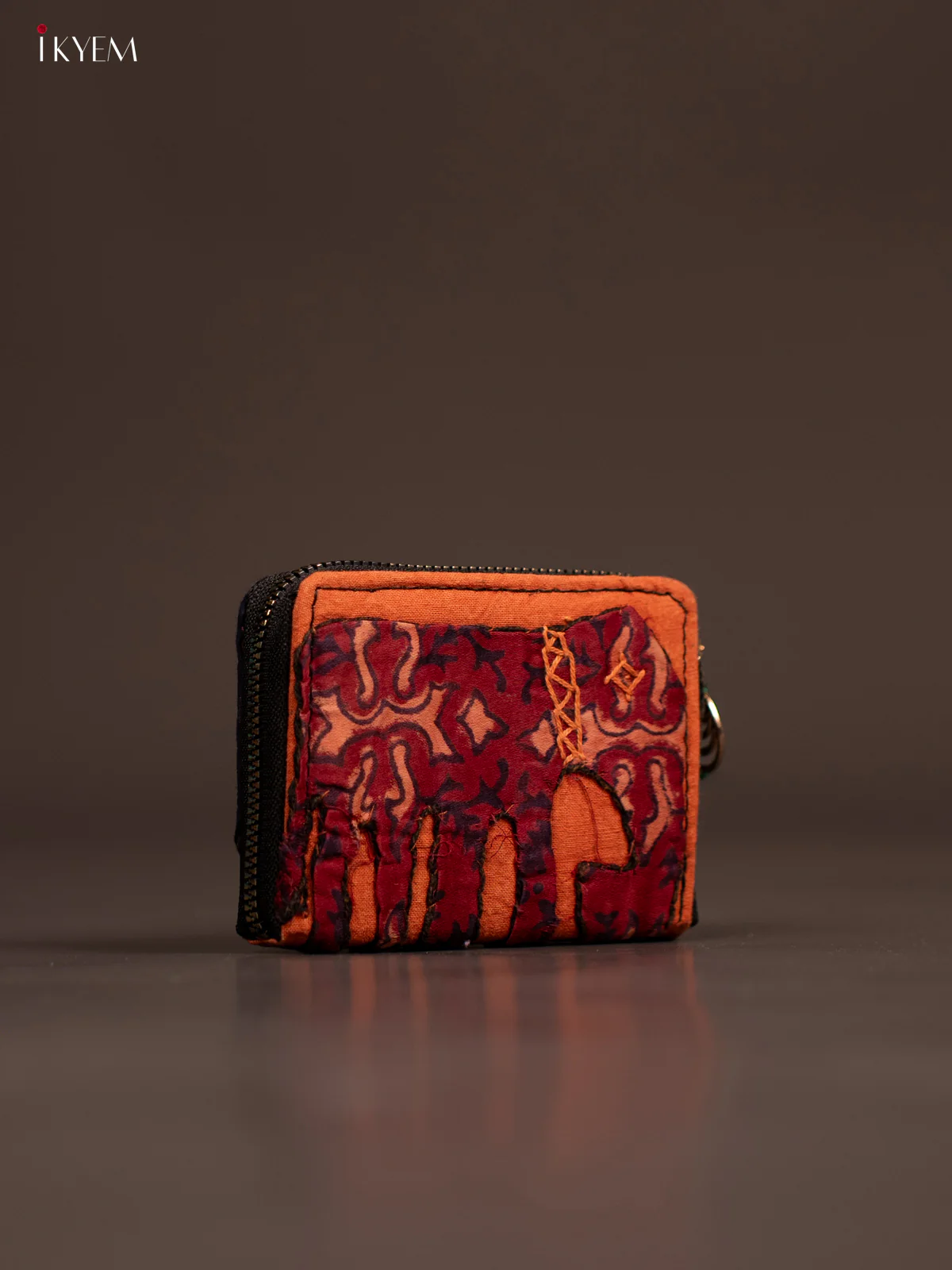 Embroidery Small Wallet - Orange with Red - KE21235 - Image 2