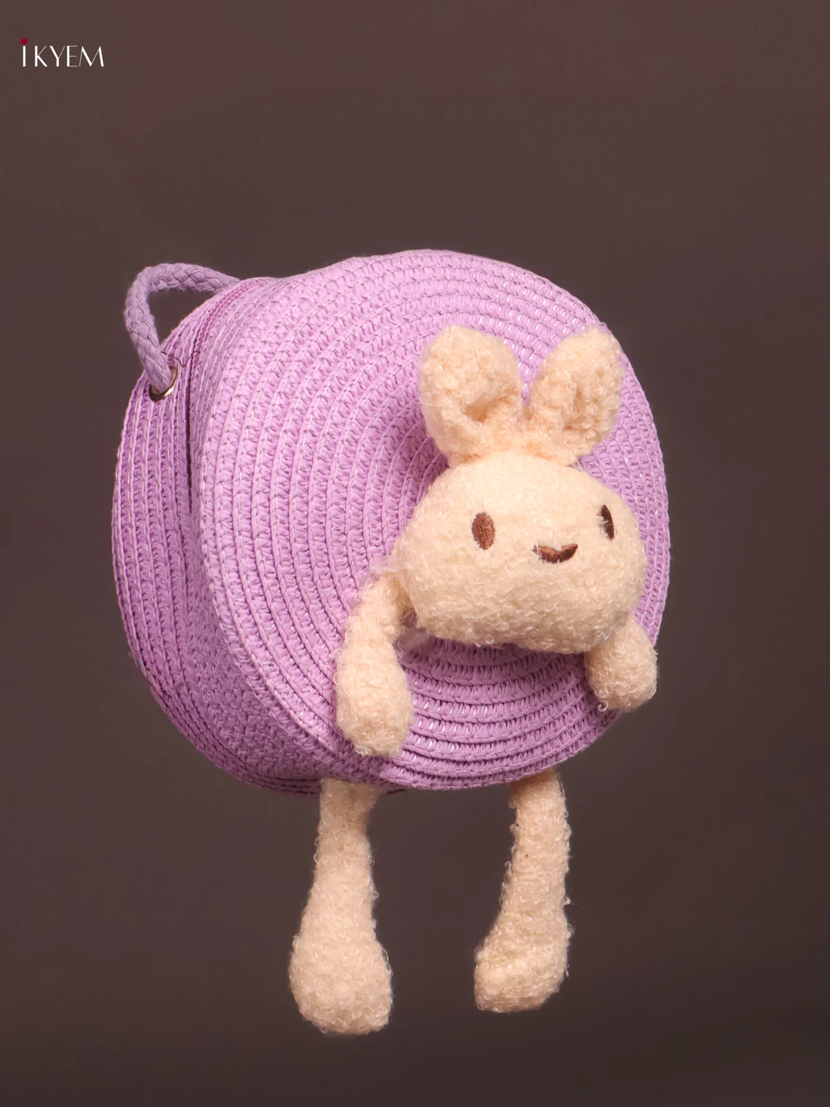 Jute Round Sling Bag Violet - Image 2
