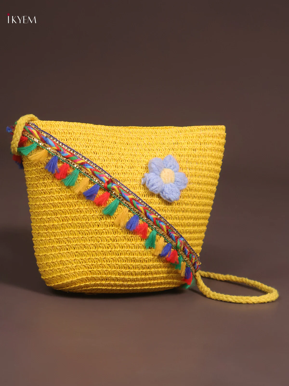 Beach Sling Bag Floral Design Yellow - Image 2